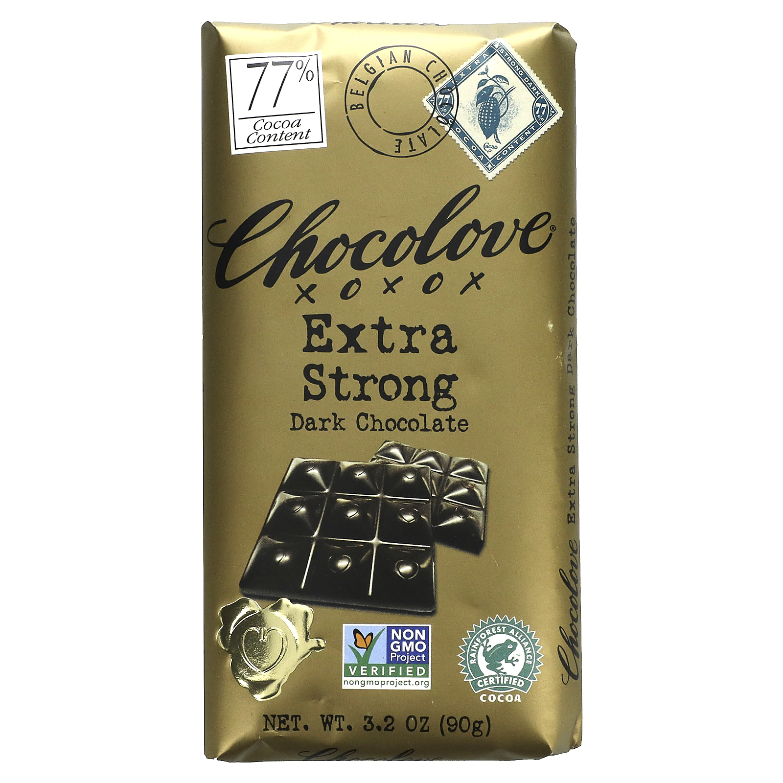 Chocolove, экстрагорький черный шоколад, 77 какао, 90 г (3,2 унции)