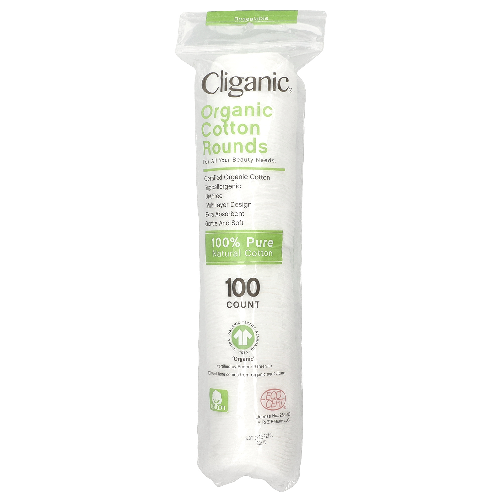 Cliganic, Органический хлопок, 100 шт.