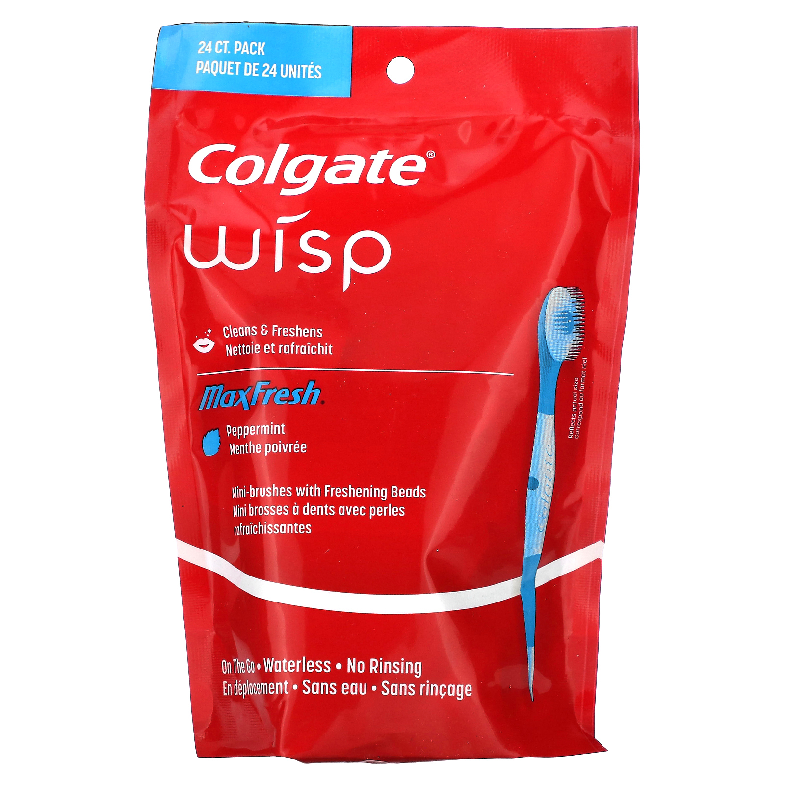 Colgate, Wisp, Max Fresh, перечная мята`` 24 пакетика