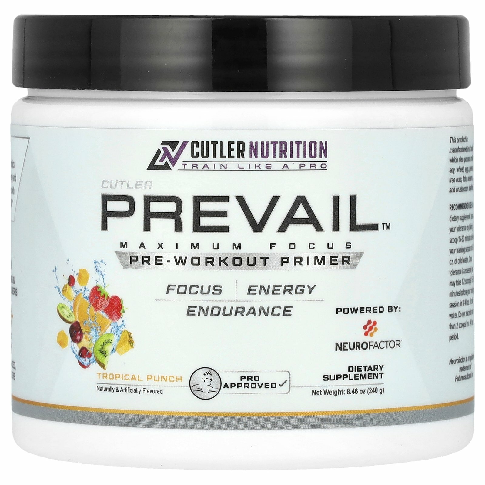 Cutler Nutrition, Prevail, предтренировочный комплекс, со вкусом тропического пунша, 240 г (8,46 унции)