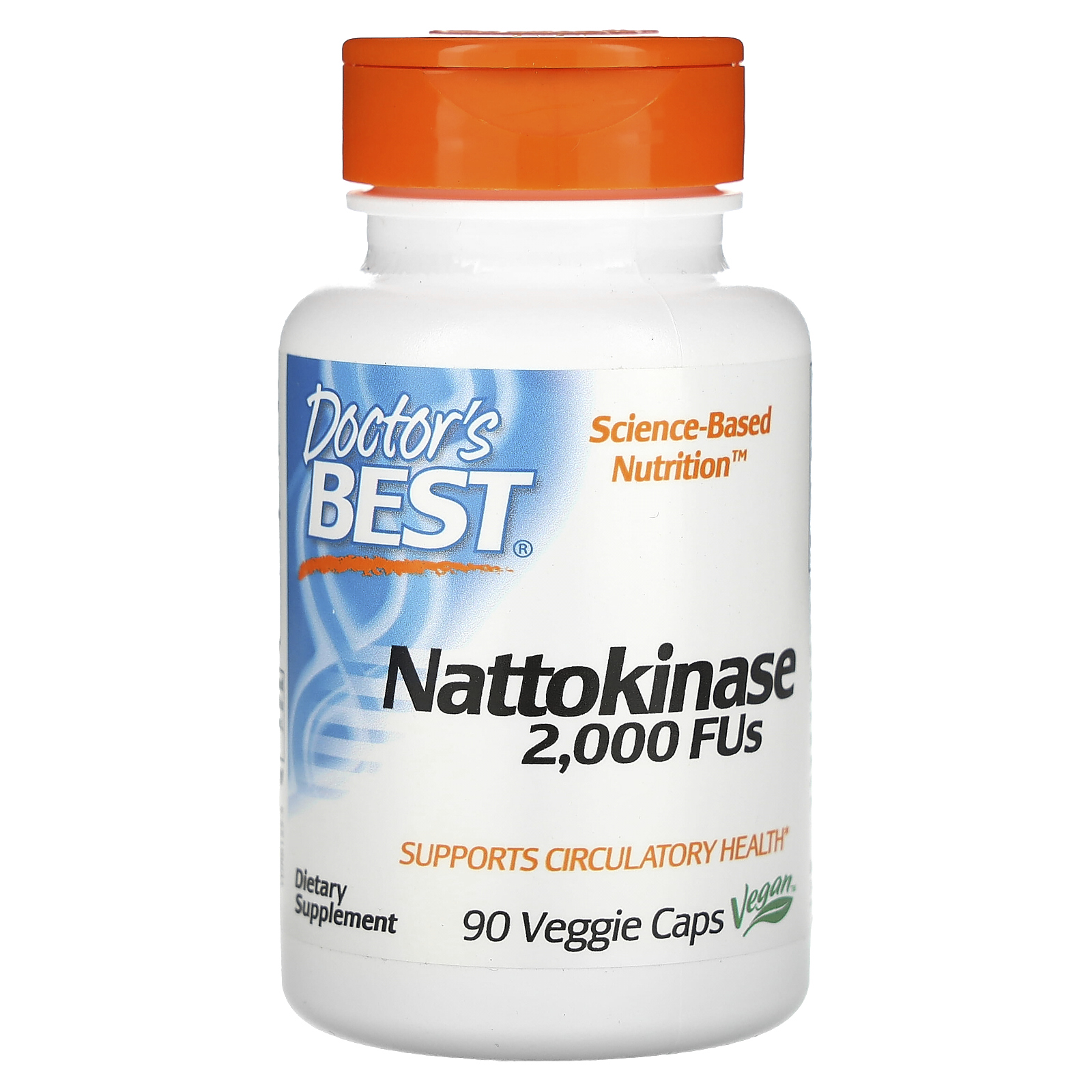 Doctor's Best, наттокиназа, 2000 FU, 90 вегетарианских капсул