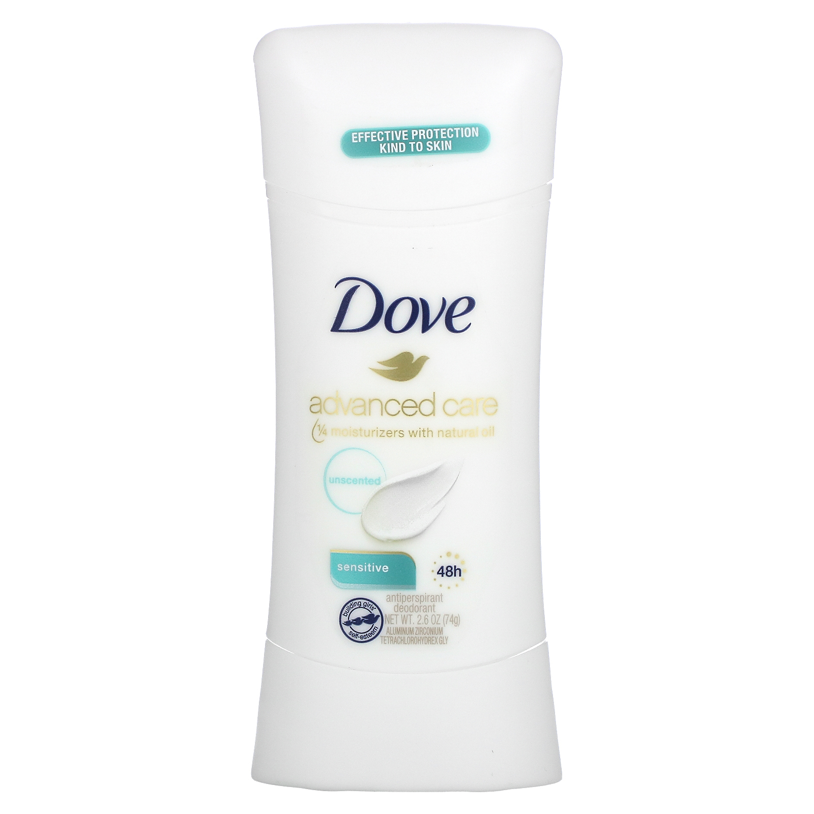 Dove, Advanced Care, дезодорант-антиперспирант, для чувствительной кожи, 74 г (2,6 унции)