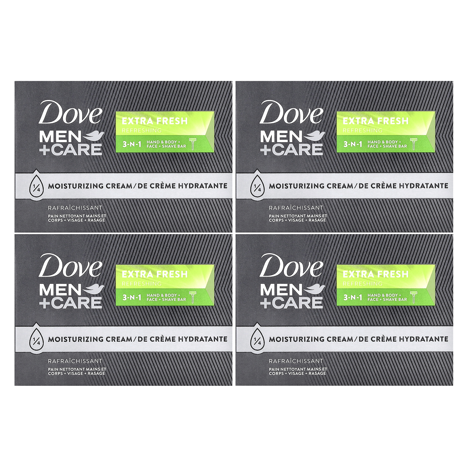 Dove, Men+Care, кусковое мыло 3-N-1, экстрасвежесть, 4 шт. по 106 г (3,75 унции)