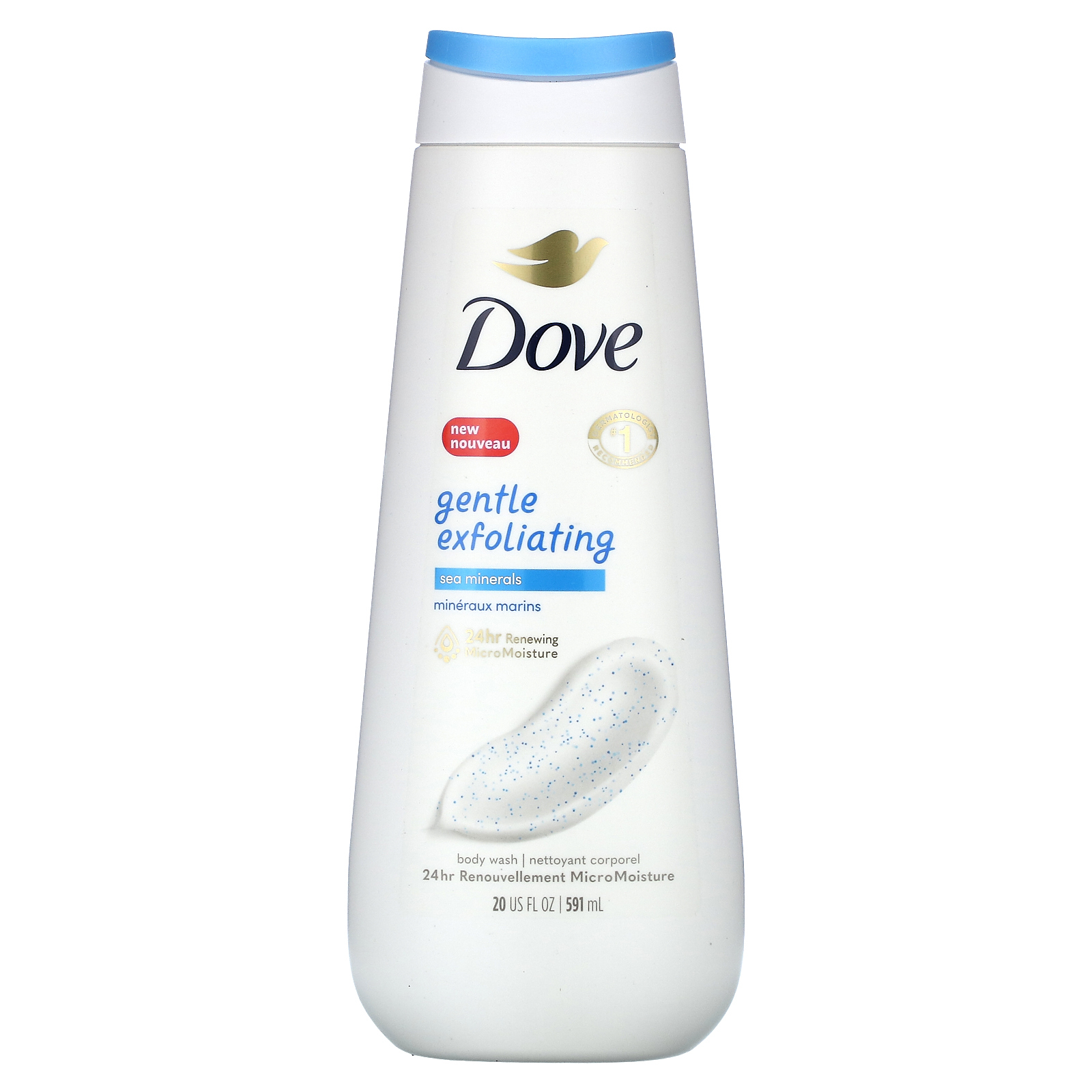 Dove, Нежное отшелушивающее гель для душа, морские минералы, 591 мл (20 жидк. Унций)