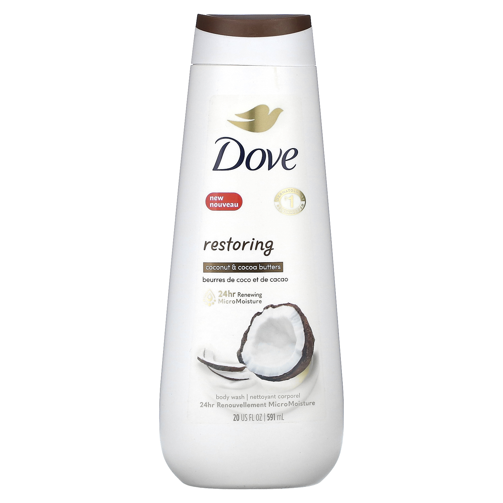 Dove, восстанавливающий гель для душа, кокос и какао-масло, 591 мл (20 жидк. унций)