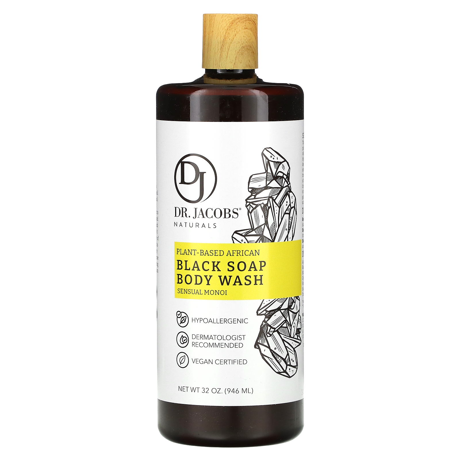 Dr. Jacobs Naturals, Африканское черное мыло для душа на растительной основе, чувственный моной, 946 мл (32 унции)