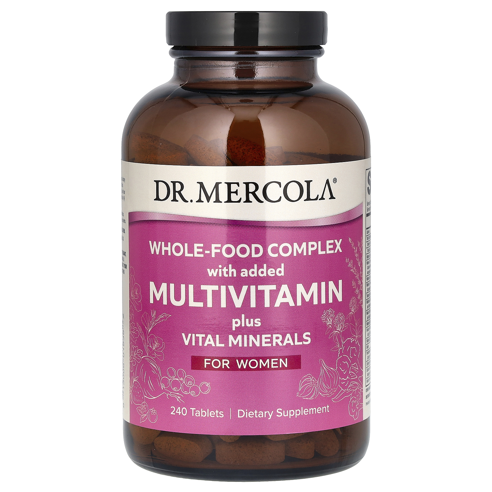 Dr. Mercola, комплекс из цельных продуктов с мультивитаминами и жизненно важными минералами для женщин, 240 таблеток