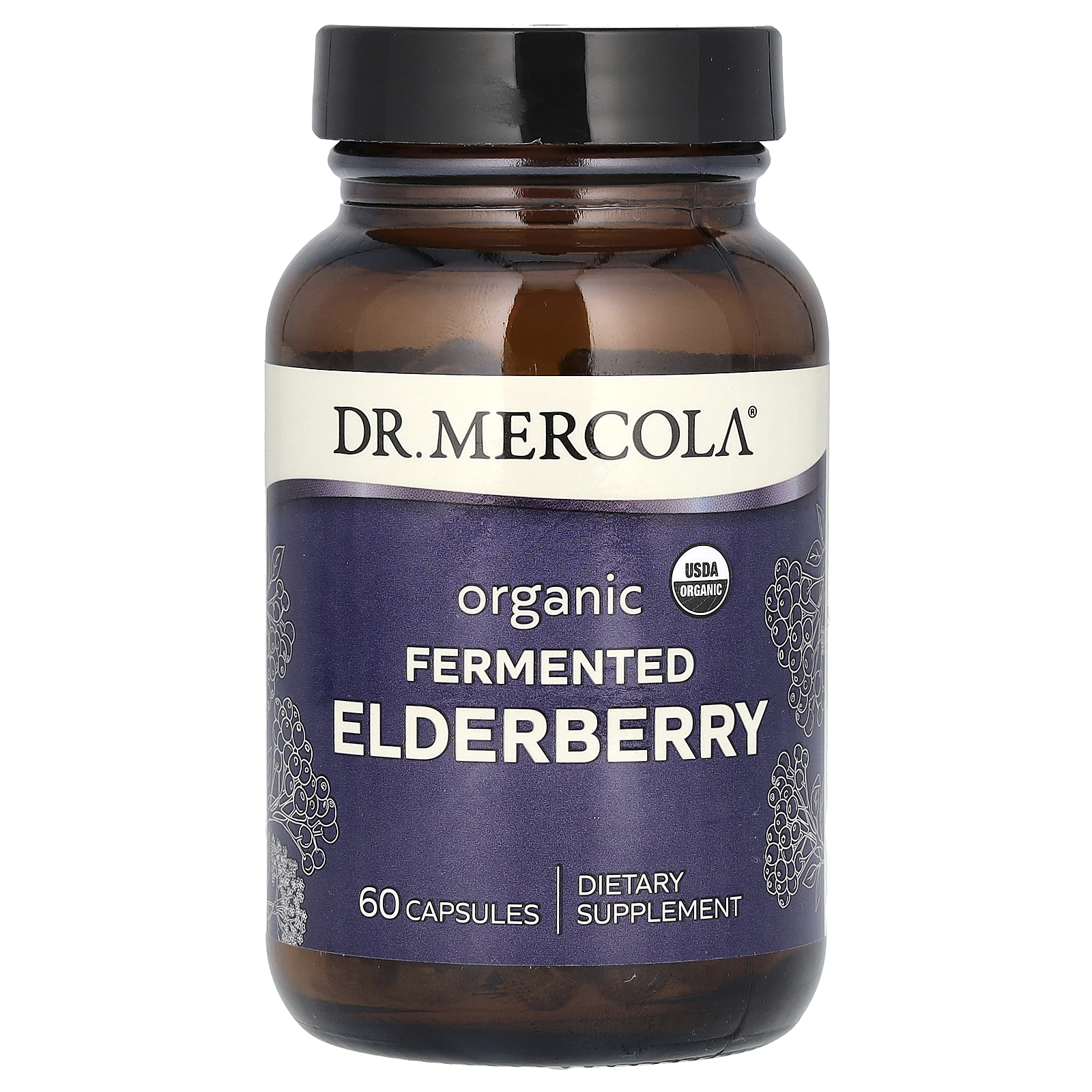 Dr. Mercola, Органические ферментированные ягоды бузины, 60 таблеток