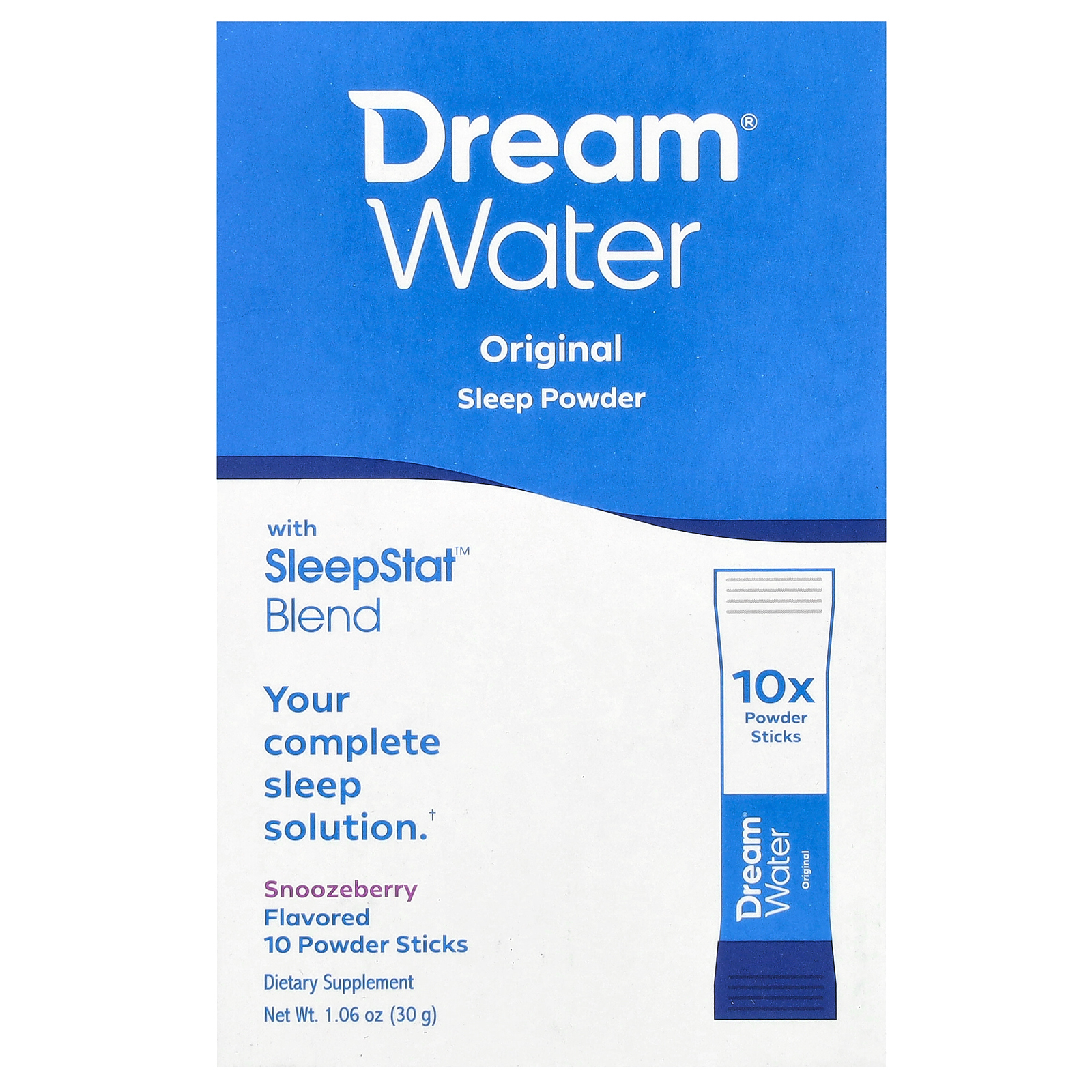 Dream Water, снотворное, сонная ягода, 10 стиков, весом 3 г каждый