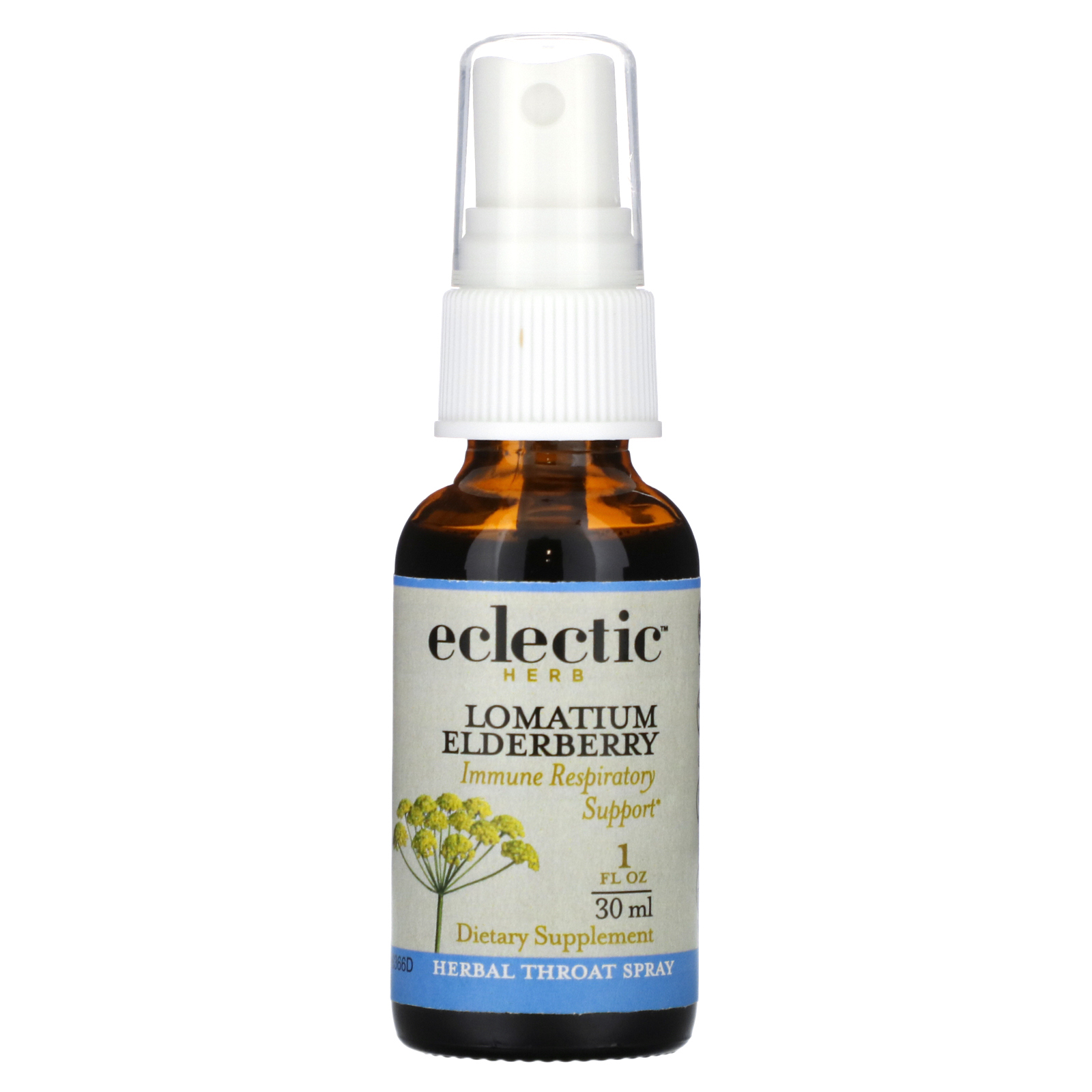 Eclectic Institute, Спрей для горла, Lomatium Elderberry, 1 жидкая унция (30 мл)