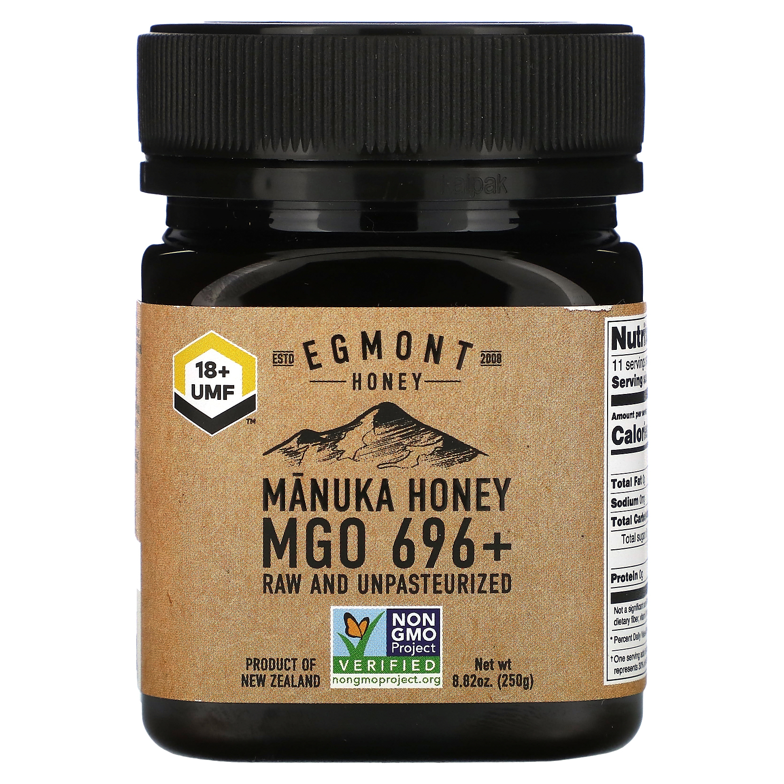 Egmont Honey, Мед манука, необработанный и непастеризованный, MGO 696+, 250 г (8,82 унции)