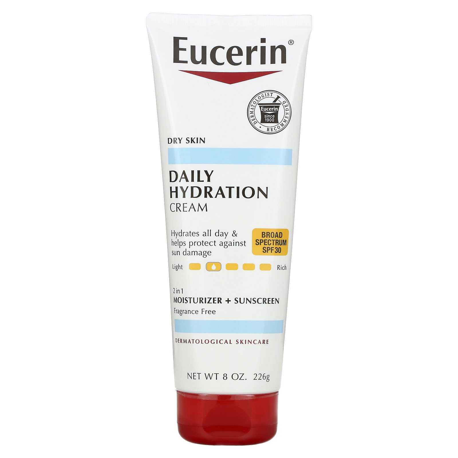 Eucerin, ежедневный увлажняющий крем, SPF 30, без отдушек, 226 г (8 унций)