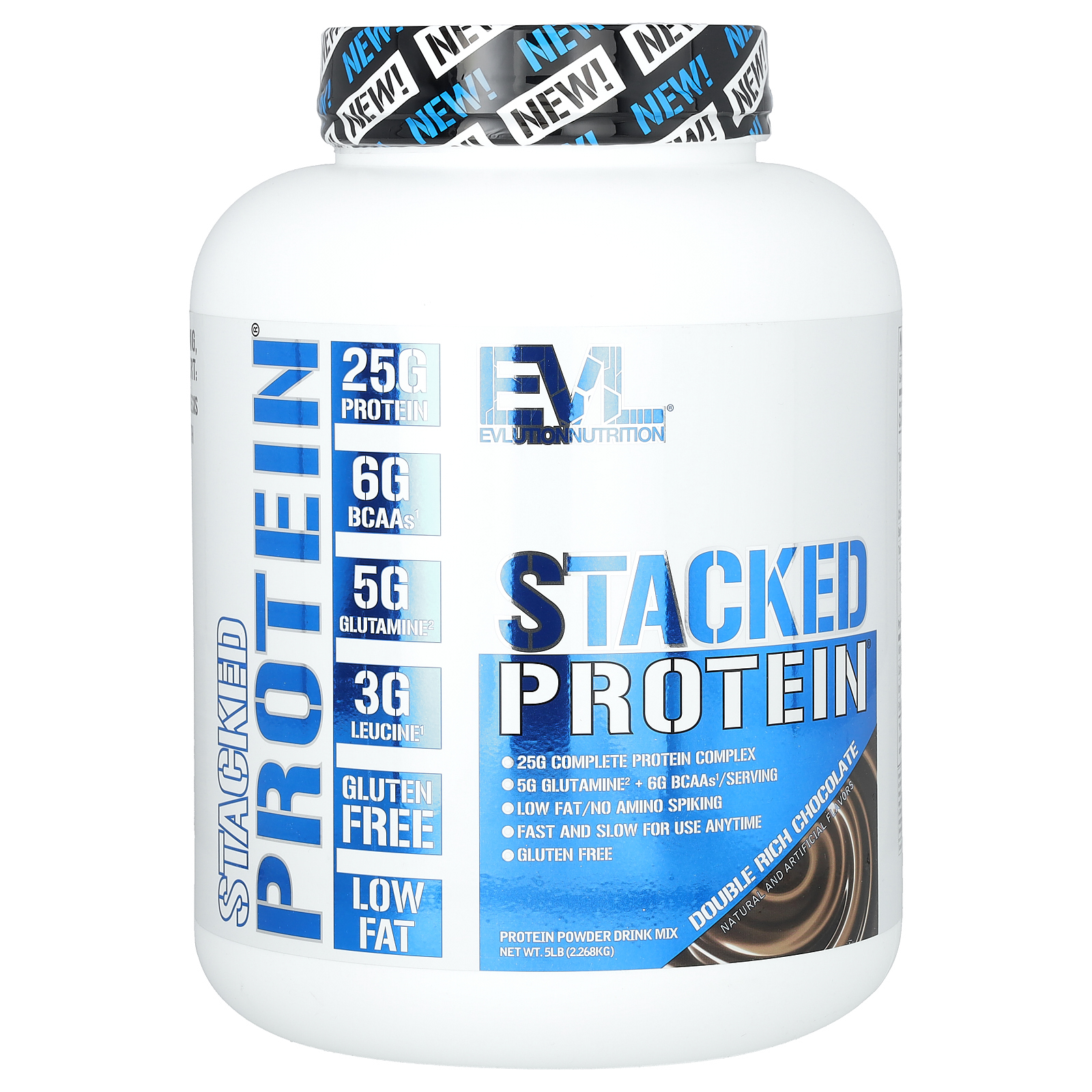 EVLution Nutrition, Stacked Protein, шоколад двойного насыщения, 2268 кг (5 фунтов)