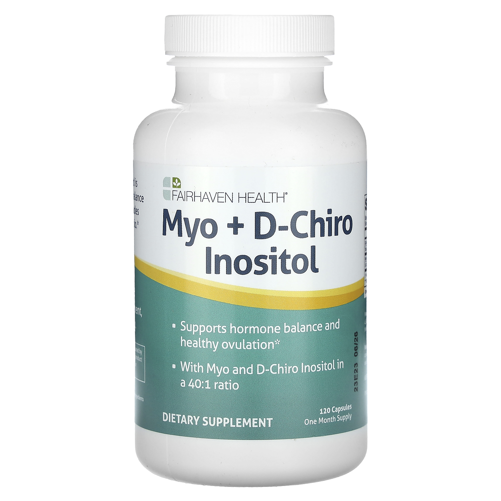 Fairhaven Health, мио-инозитол и D-хиро-инозитол, 120 капсул