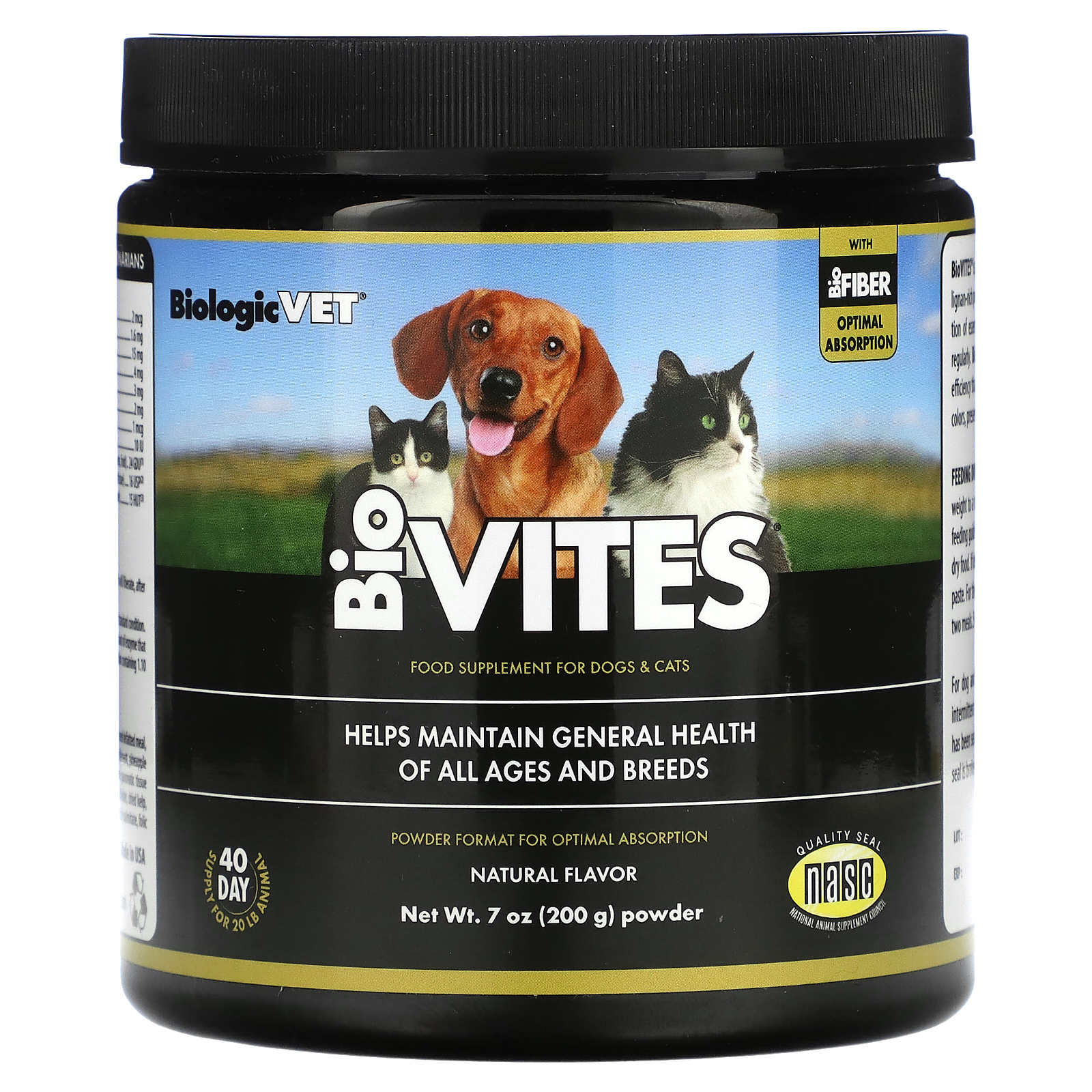 Flora, BiologicVet, BioVites, для собак и кошек, натуральный, 200 г (7 унций)