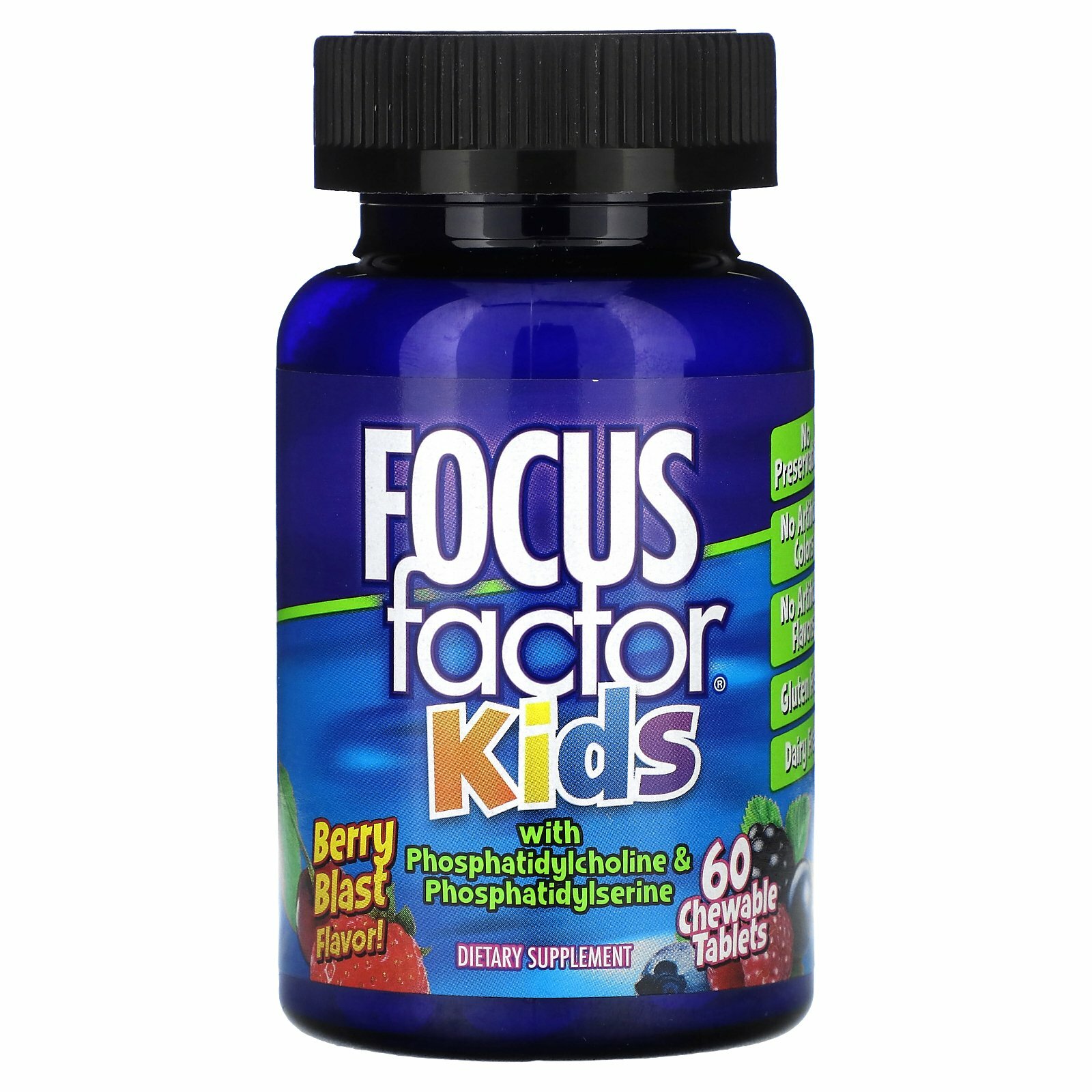 Focus Factor, Добавка для детей «Focusfactor», ягодный взрыв, 60 жевательных пластинок