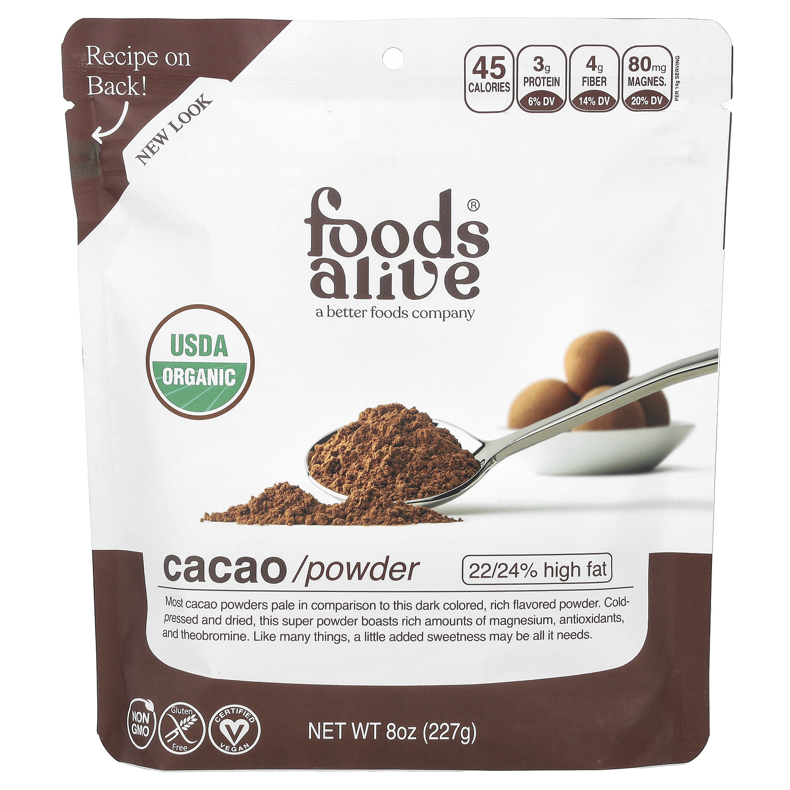 Foods Alive, Какао в порошке, 227 г (8 унций)
