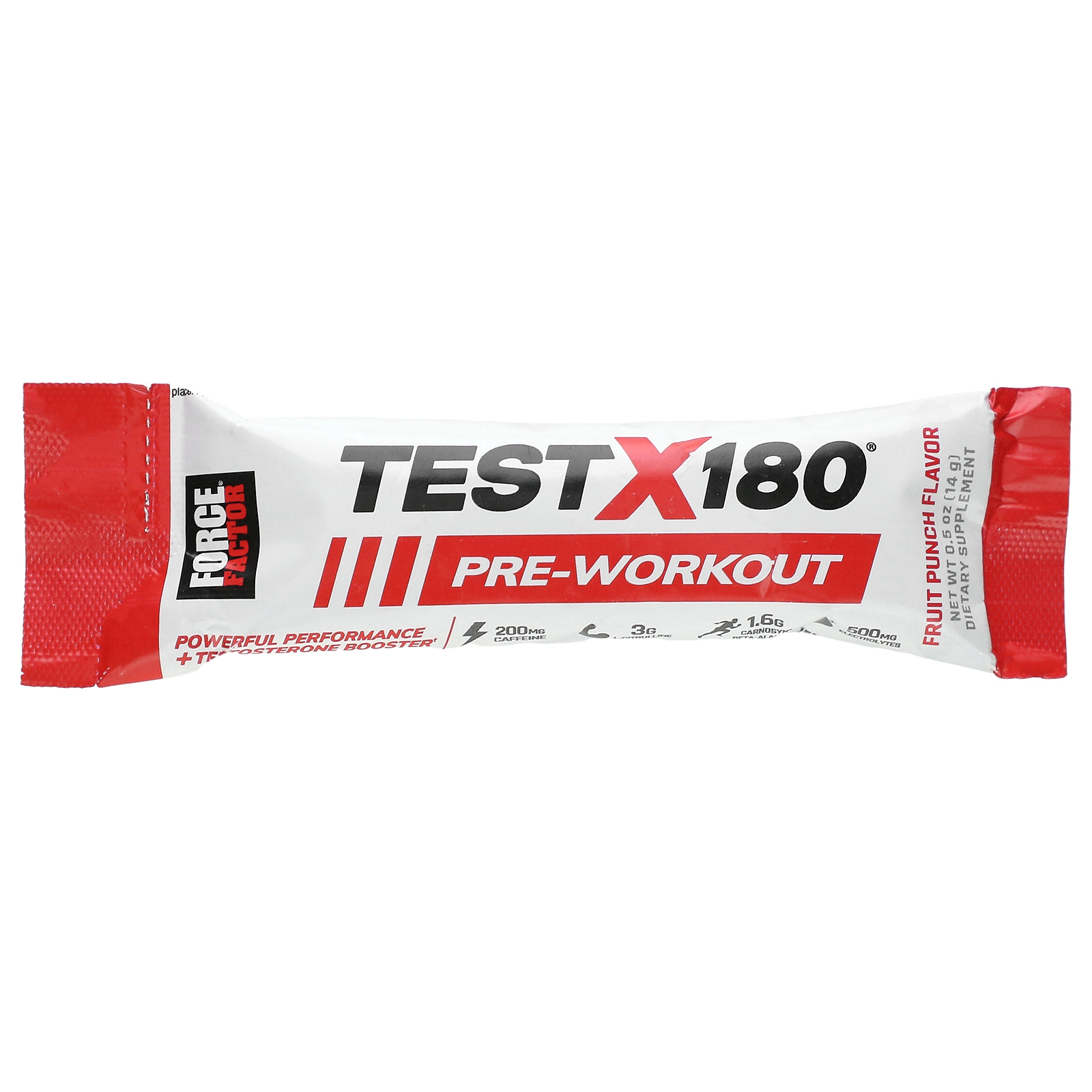 Force Factor, Test X180, предтренировочный комплекс, фруктовый пунш, 1 шт., 14 г (0,5 унции)