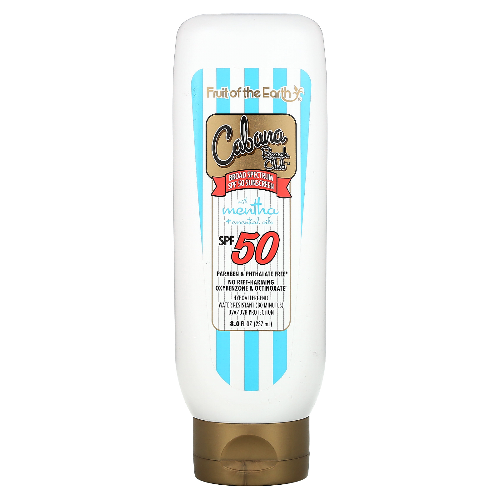 Fruit of the Earth, Cabana Бич Клуб, широкий спектр защиты от солнца, SPF 50, с мятой и эфирными маслами, 237 мл (8 жидк. унций)