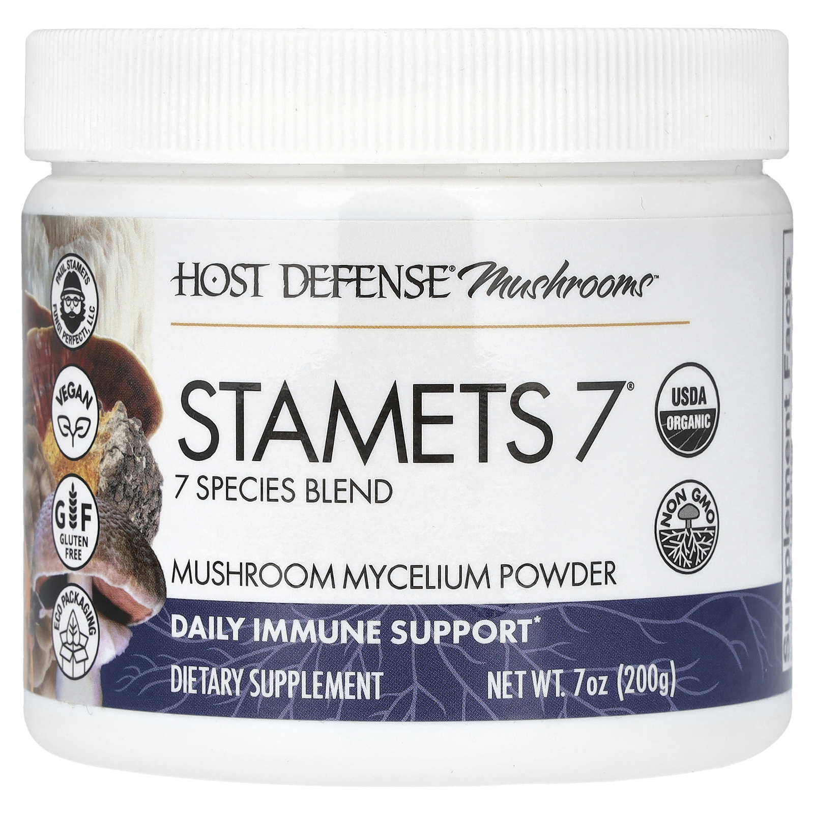 Fungi Perfecti, Host Defense Mushrooms, STAMETS 7, смесь 7 видов, 200 г (7 унций)