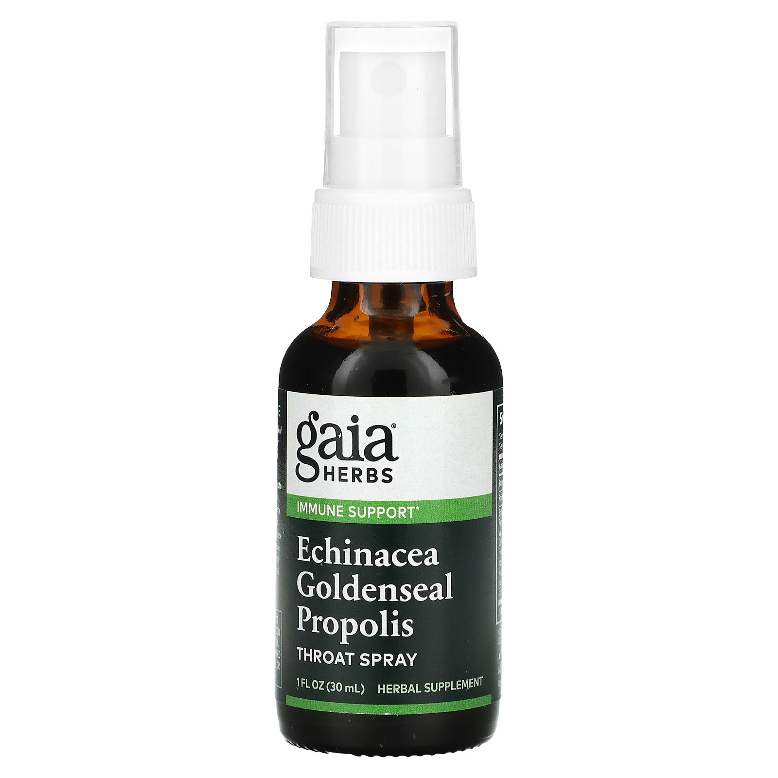 Gaia Herbs, Смесь из эхинацеи и желтокорня с прополисом, спрей для горла, 30 мл