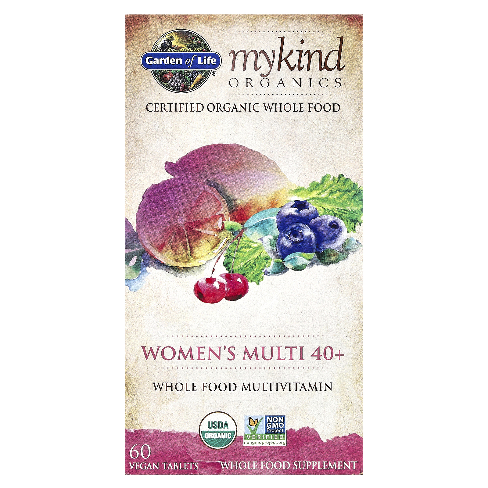 Garden of Life, MyKind Organics, мультивитамины для женщин старше 40 лет, 60 веганских таблеток