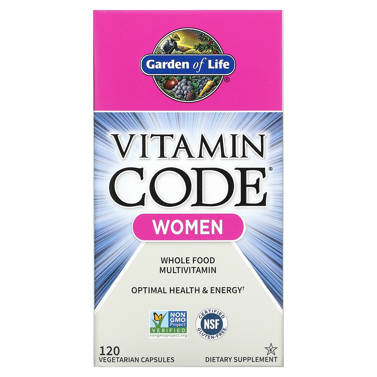 Garden of Life, Vitamin Code, мультивитамины из цельных продуктов для женщин, 120 вегетарианских капсул