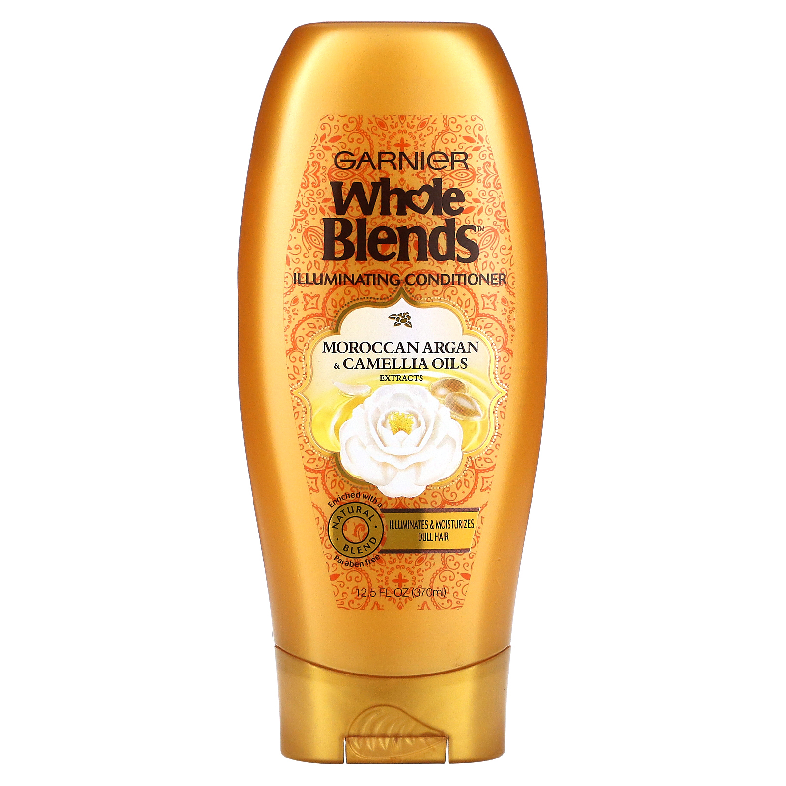 Garnier, Whole Blends, кондиционер для придания блеска, «Экстракты масел камелии и марокканской арганы», 370 мл