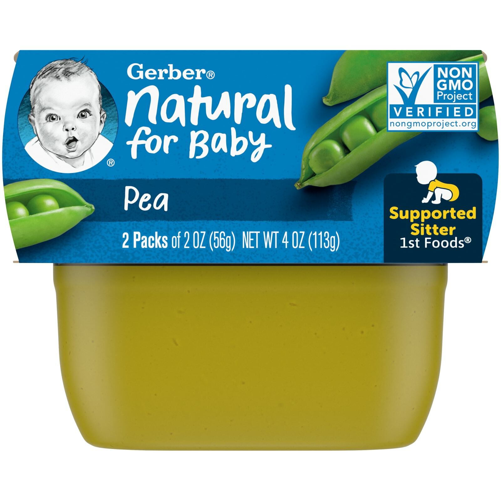 Gerber, гороховое пюре, 2 баночки в упаковке, по 56 г (2 унции) каждая