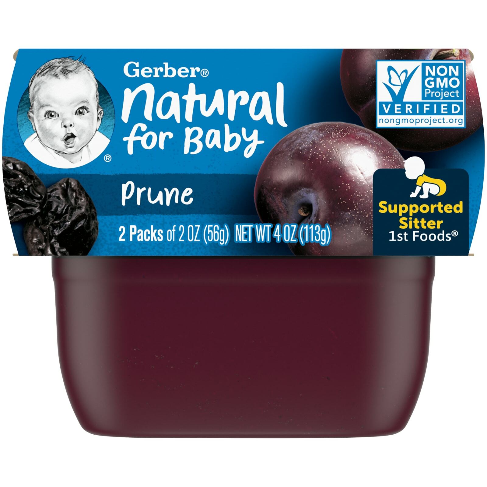 Gerber, пюре из чернослива, 2 баночки в упаковке, 56 г (2 унции) в каждой