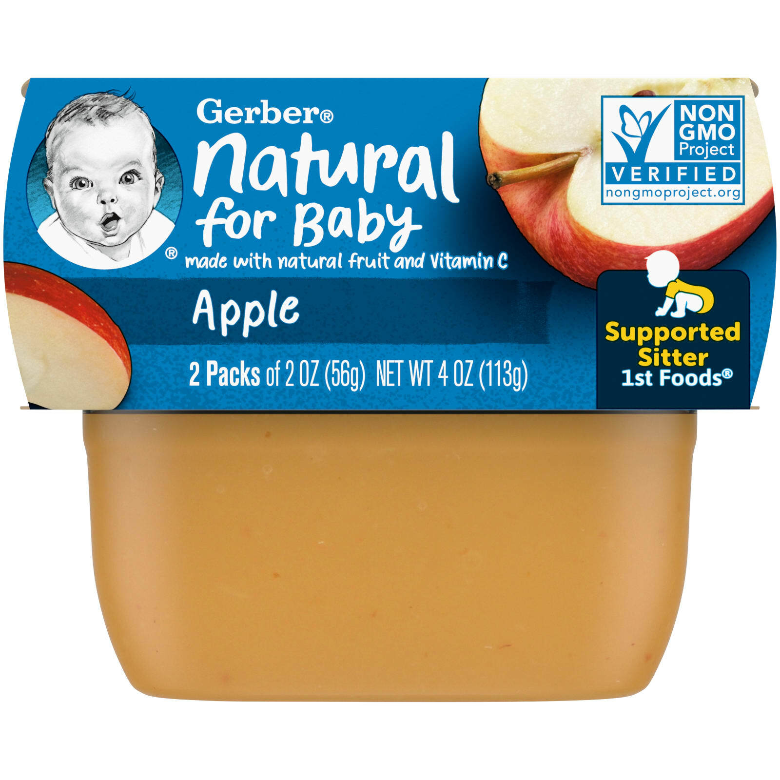 Gerber, яблоко, 2 штуки в упаковке, по 56 г (2 унции)