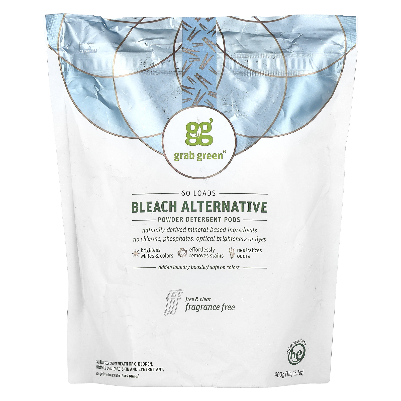 Grab Green, Отбеливатель Bleach Alternative, без отдушки, 60 порций, 2 фунта 4 унции (1080 г)