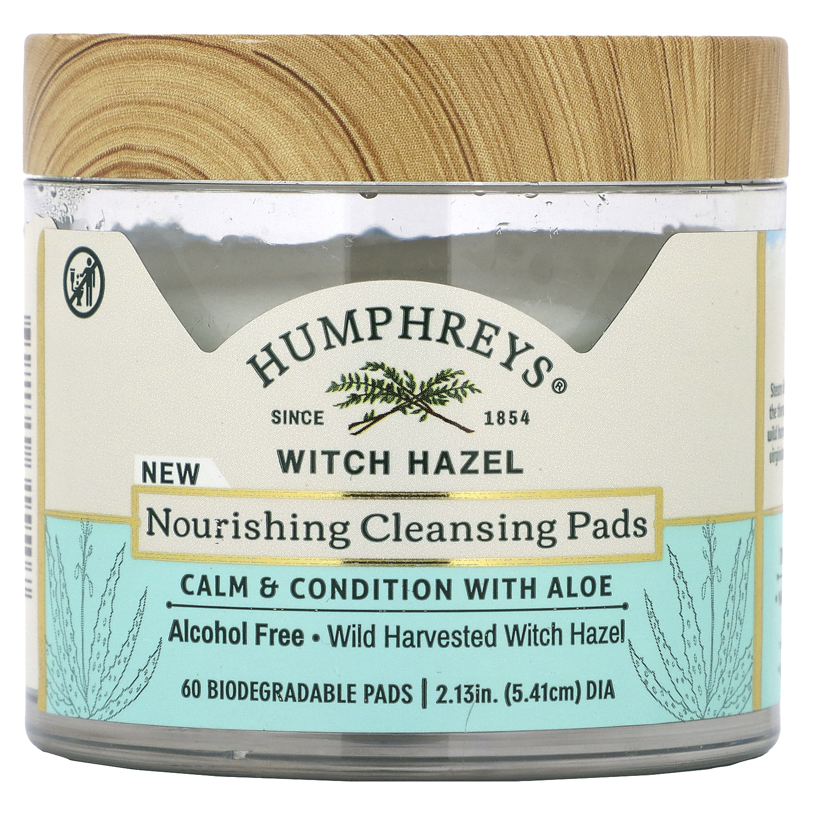 Humphreys, Witch Hazel, питательные очищающие салфетки, без спирта, 60 биоразлагаемых салфеток