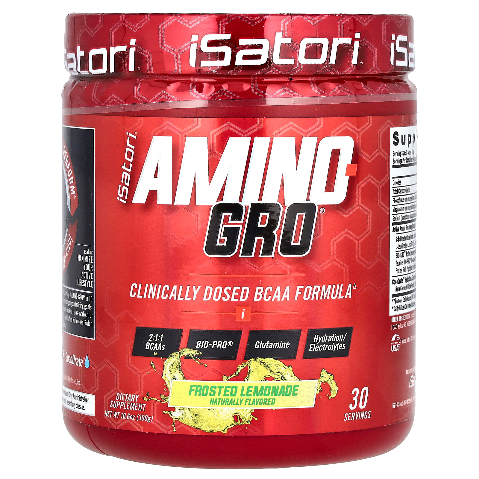 Isatori, Amino-Gro, глазированный лимонад, 300 г (10,6 унции)