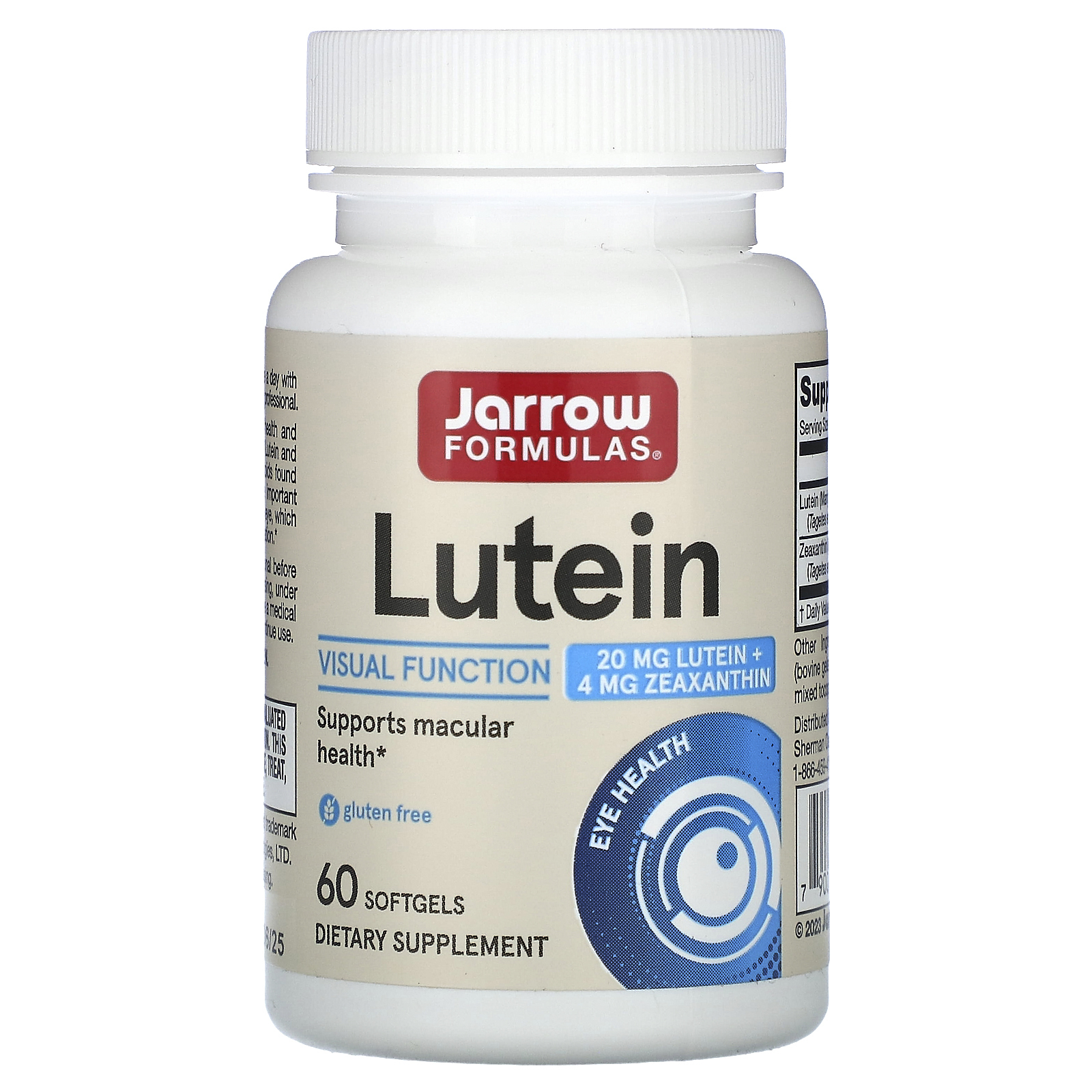Jarrow Formulas, лютеин, 20 мг, 60 капсул