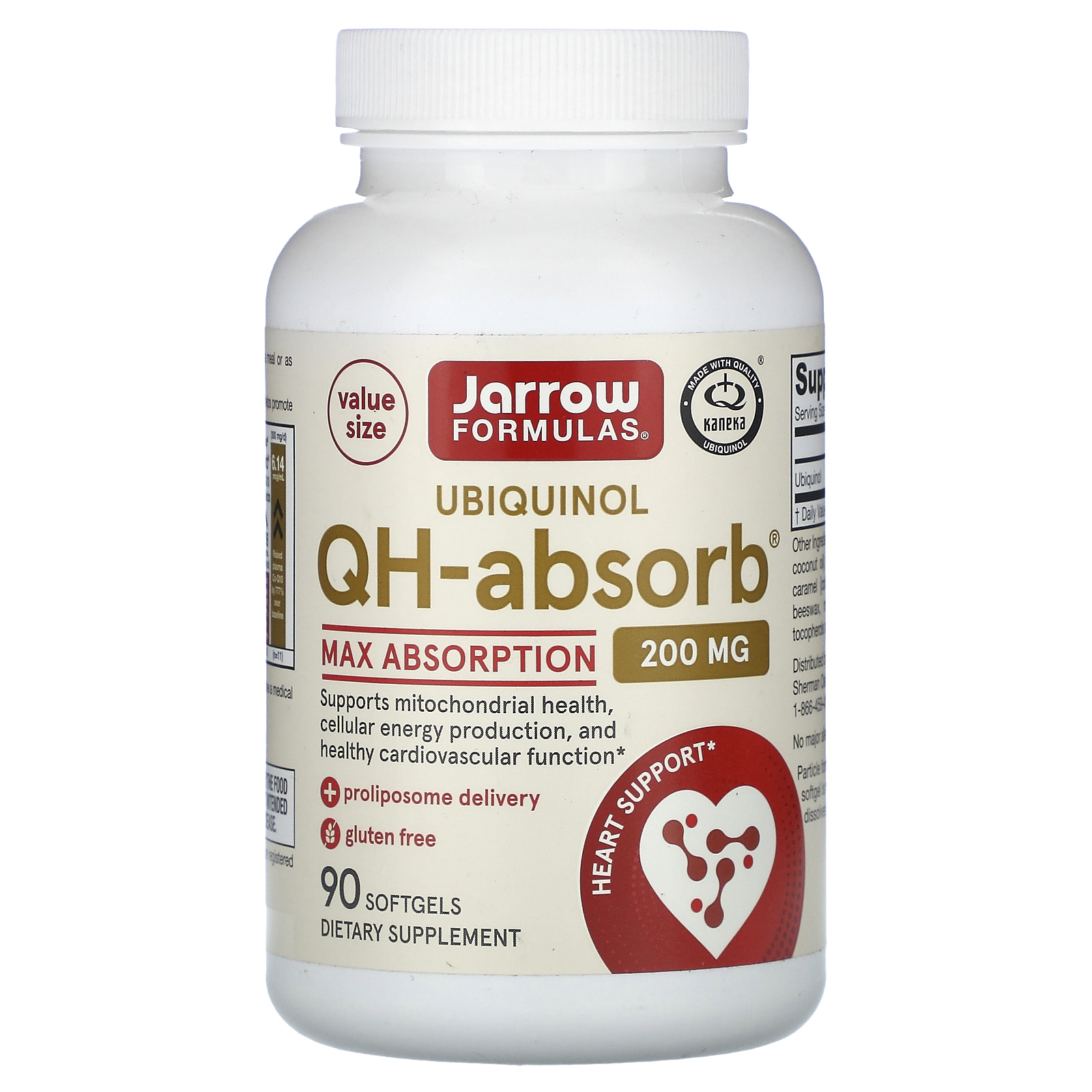 Jarrow Formulas, QH-Absorb, убихинол, максимальное усвоение, 200 мг, 90 капсул