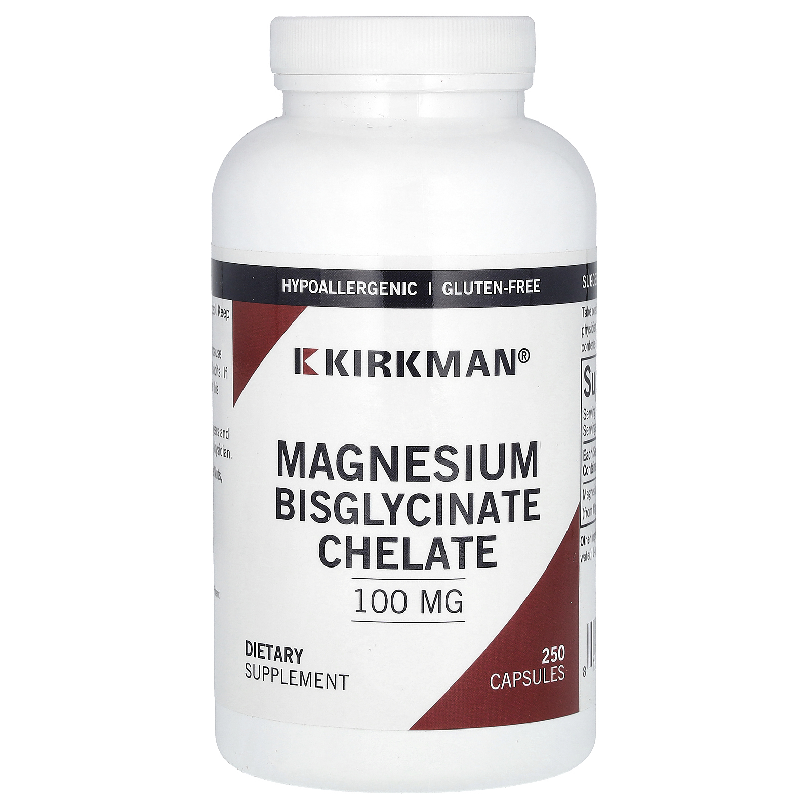 Kirkman Labs, хелатный бисглицинат магния, 250 капсул