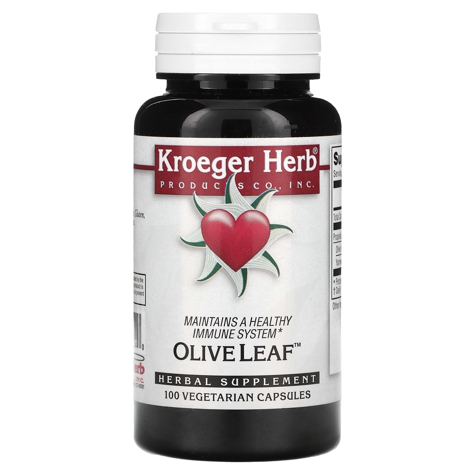 Kroeger Herb Co, Листья оливкового дерева, 100 вегетарианских капсул