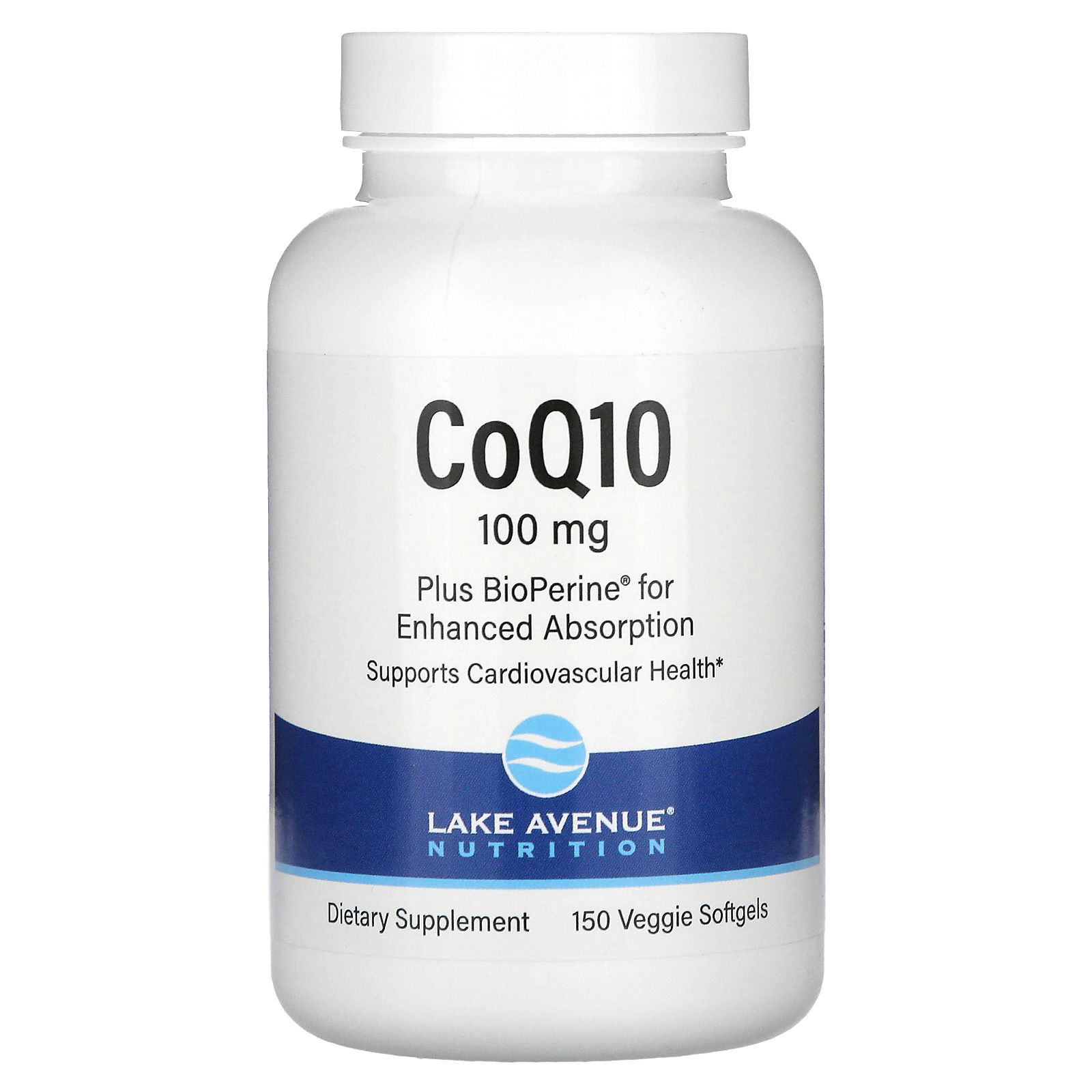 Lake Avenue Nutrition, коэнзим Q10 с Bioperine, 100 мг, 150 капсул