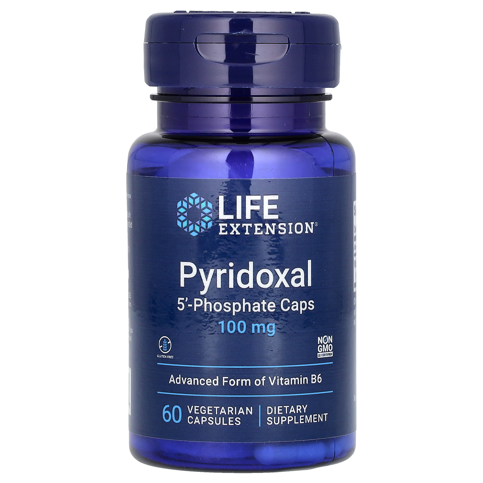 Life Extension, пиридоксаль 5'-фосфат в капсулах, 100 мг, 60 вегетарианских капсул