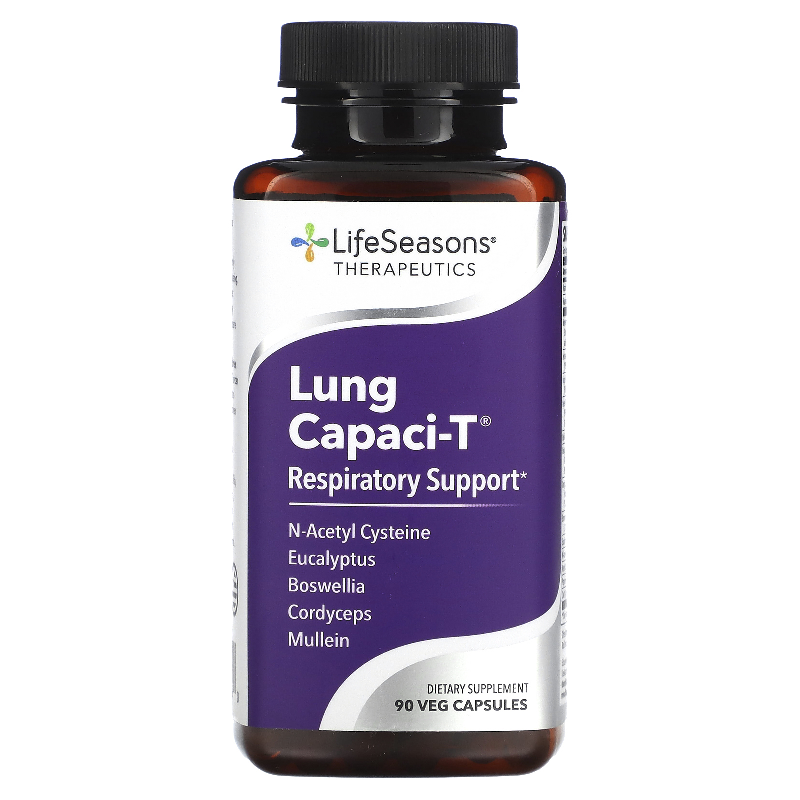 LifeSeasons, Lung Capaci-T, поддержка дыхательной системы, 90 растительных капсул
