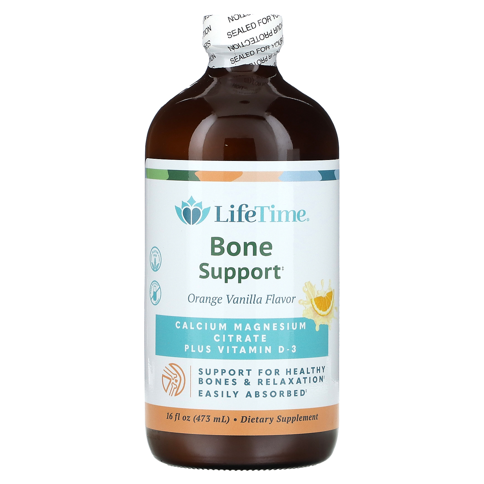 LifeTime Vitamins, цитрат кальция и магния с витамином D3, вкус апельсина и ванили, 473 мл (16 жидк. унций)