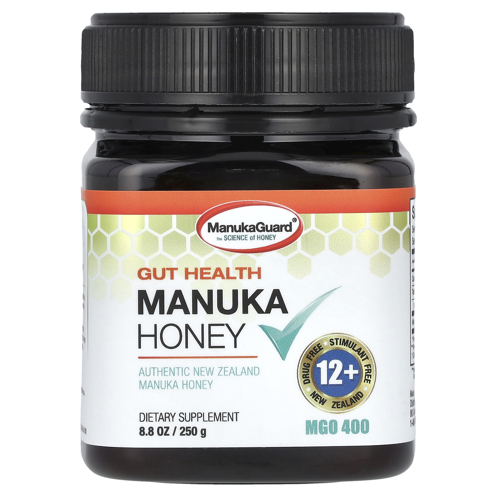 ManukaGuard, мед манука для поддержки здоровья кишечника, MGO 400, 250 г (8,8 унции)