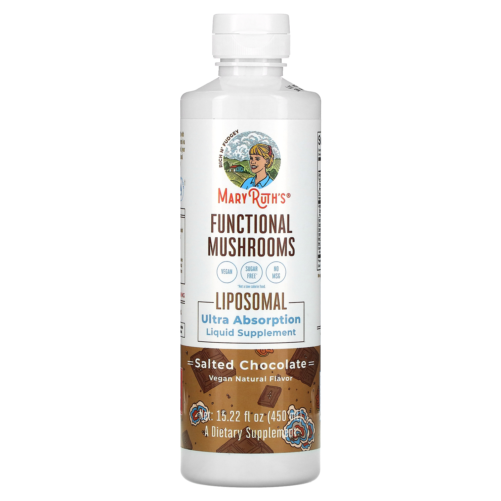 MaryRuth's, Functional Mushrooms Liposomal, соленый шоколад, 450 мл (15,22 жидк. Унции)