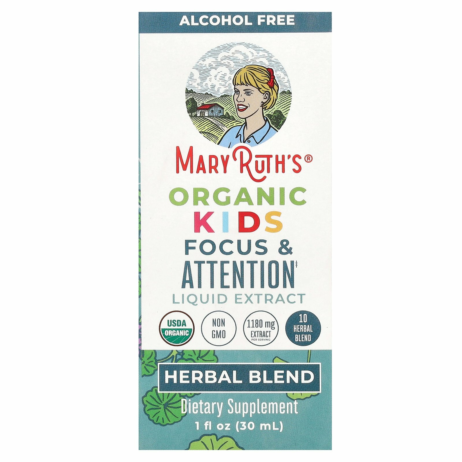 MaryRuth's, Organic Kids, жидкий экстракт для концентрации и внимания, без спирта, 30 мл (1 жидк. унция)