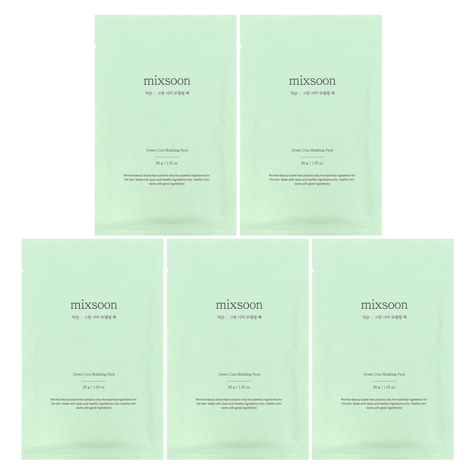 Mixsoon, Green Cica Modeling Pack, 5 упаковок по 30 г (1,05 унции)