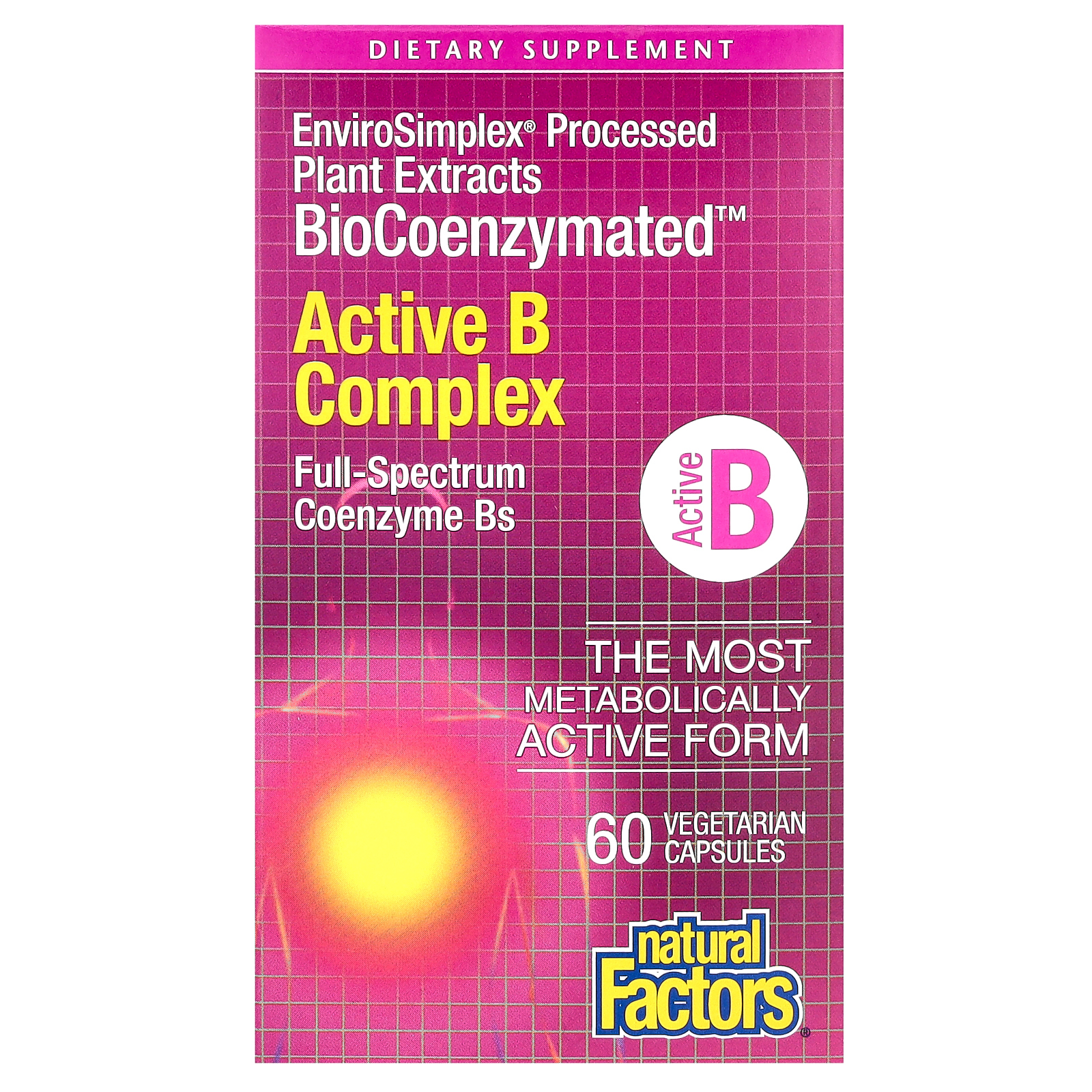 Natural Factors, BioCoenzymated, активный комплекс витаминов B, 60 вегетарианских капсул