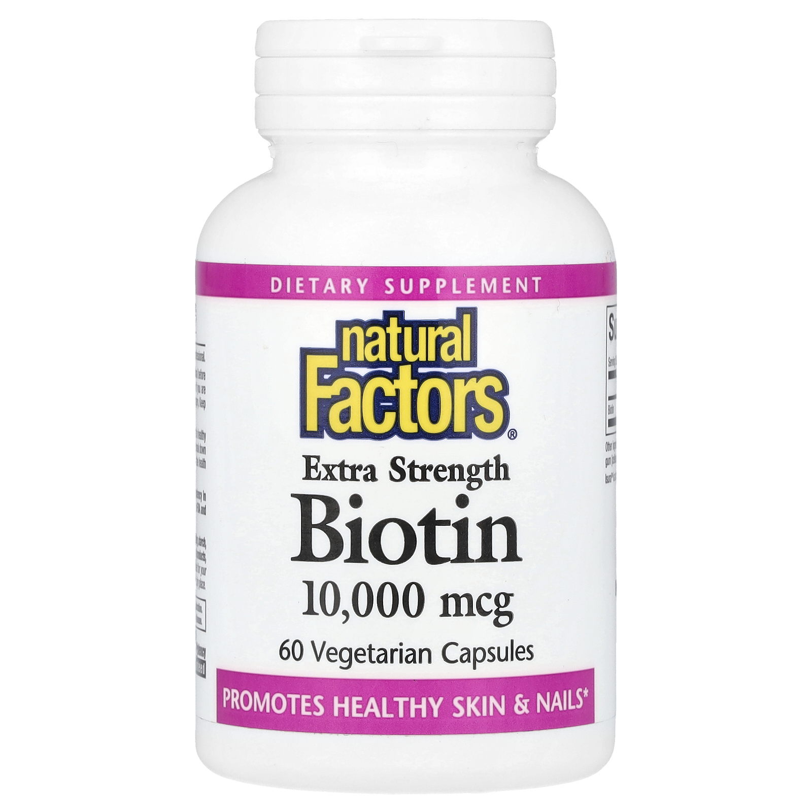 Natural Factors, Биотин повышенной силы действия, 10 000 мкг, 60 вегетарианских капсул