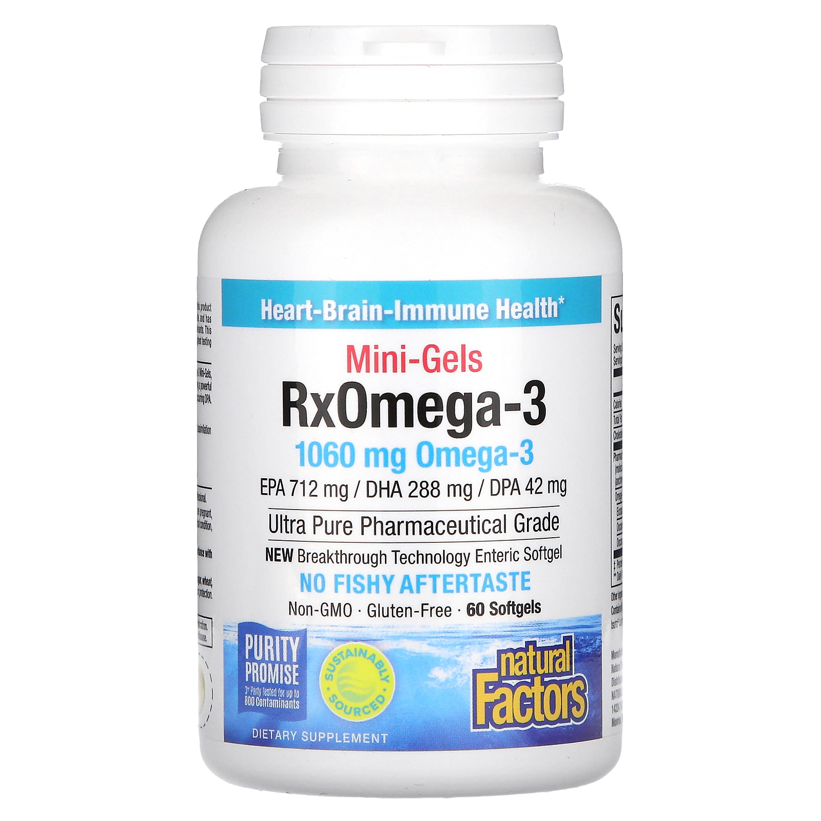 Natural Factors, Rx Omega-3 в мини-капсулах, омега-3, 1060 мг, 60 капсул (530 мг в 1 капсуле)