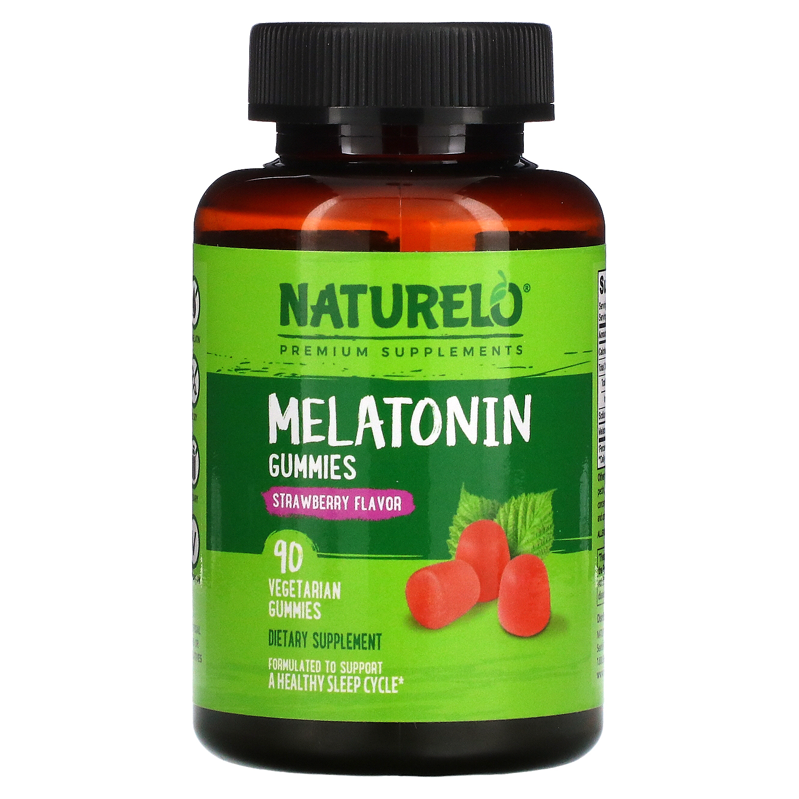 NATURELO, мелатонин в жевательных таблетках, со вкусом клубники, 90 вегетарианских жевательных таблеток